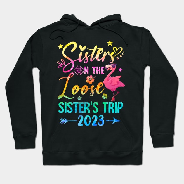 Sister On The Loose Cute Sisters Trip 2023 Weekend Flamingo Hoodie by James Green